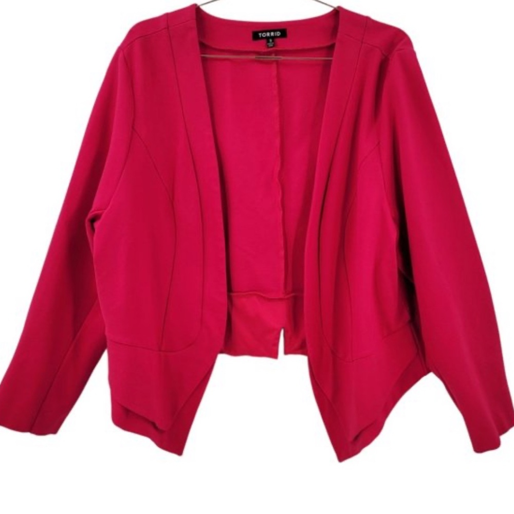 TORRID STUDIO CREPE KNIT PINK BLAZER 3X